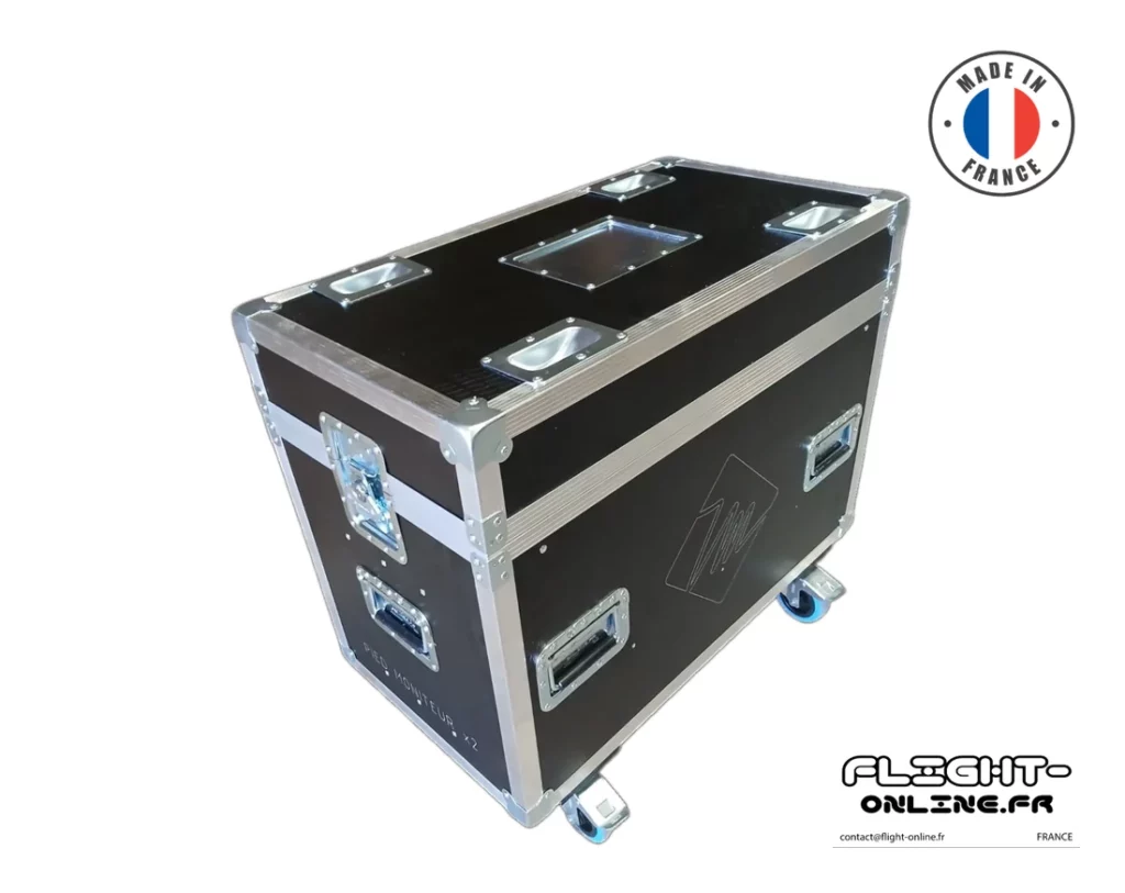 Flight case Broadcast sur mesure fabriqué par Flight Online pour FGH — référence DL-2ASD-SPLCD