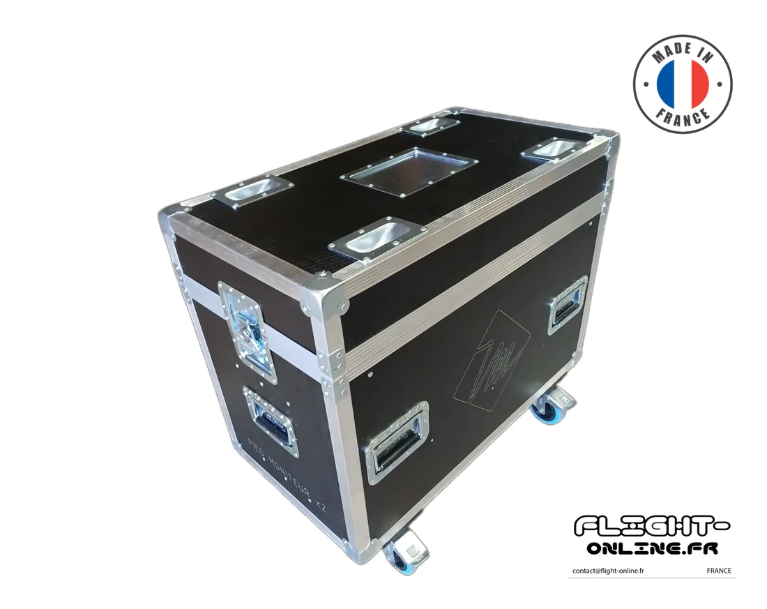 Flight case Broadcast sur mesure fabriqué  Flight Online pour FGH — référence DL-2ASD-SPLCD