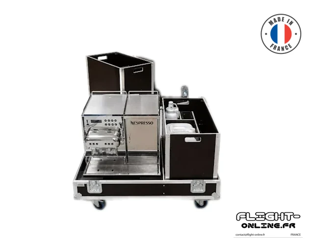 Flight case Industriel sur mesure fabriqué Flight Online pour NESPRESSO PRO — référence DL-NESPRESSO-PRO