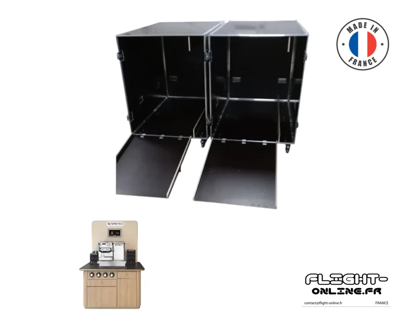 Flight case Industriel sur mesure fabriqué Flight Online pour NESPRESSO PRO — référence DL-NESPRESSO-PRO