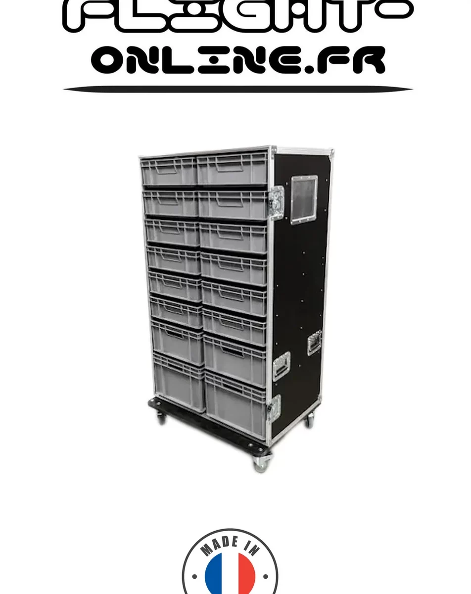 Flight case Motorsport sur mesure fabriqué  Flight Online pour INT — référence PL-FLIGHT--BACS-EURONORMES